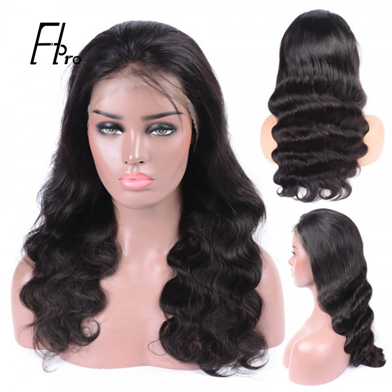 Full Lace Wig Body Wave Natural Black Virgin Hair 180% Density